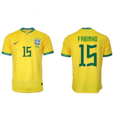 Lacne Muži Futbalové dres Brazília Fabinho #15 MS 2022 Krátky Rukáv - Domáci